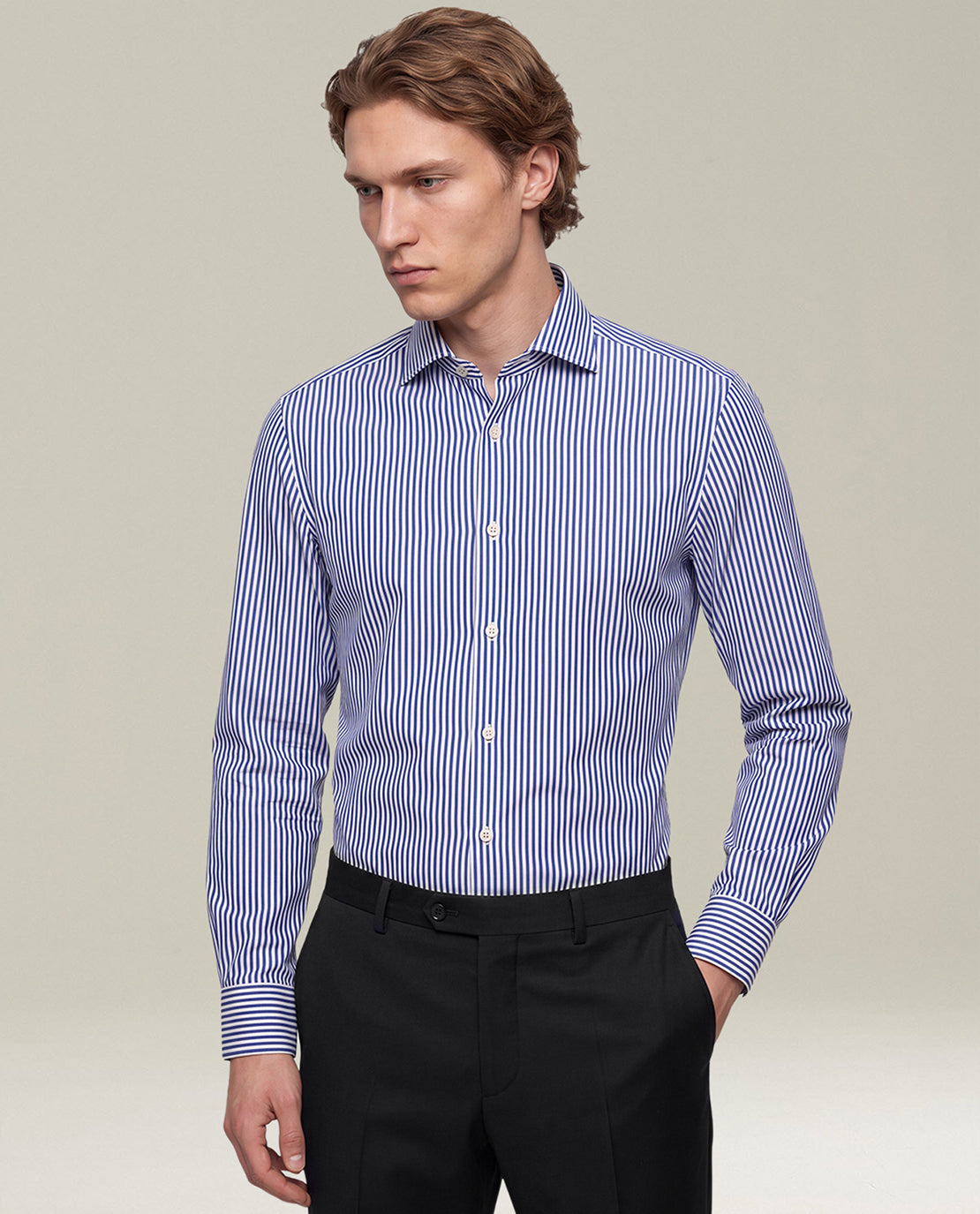 Kiton Streifen Hemd Baumwolle Hellblau Gr.40