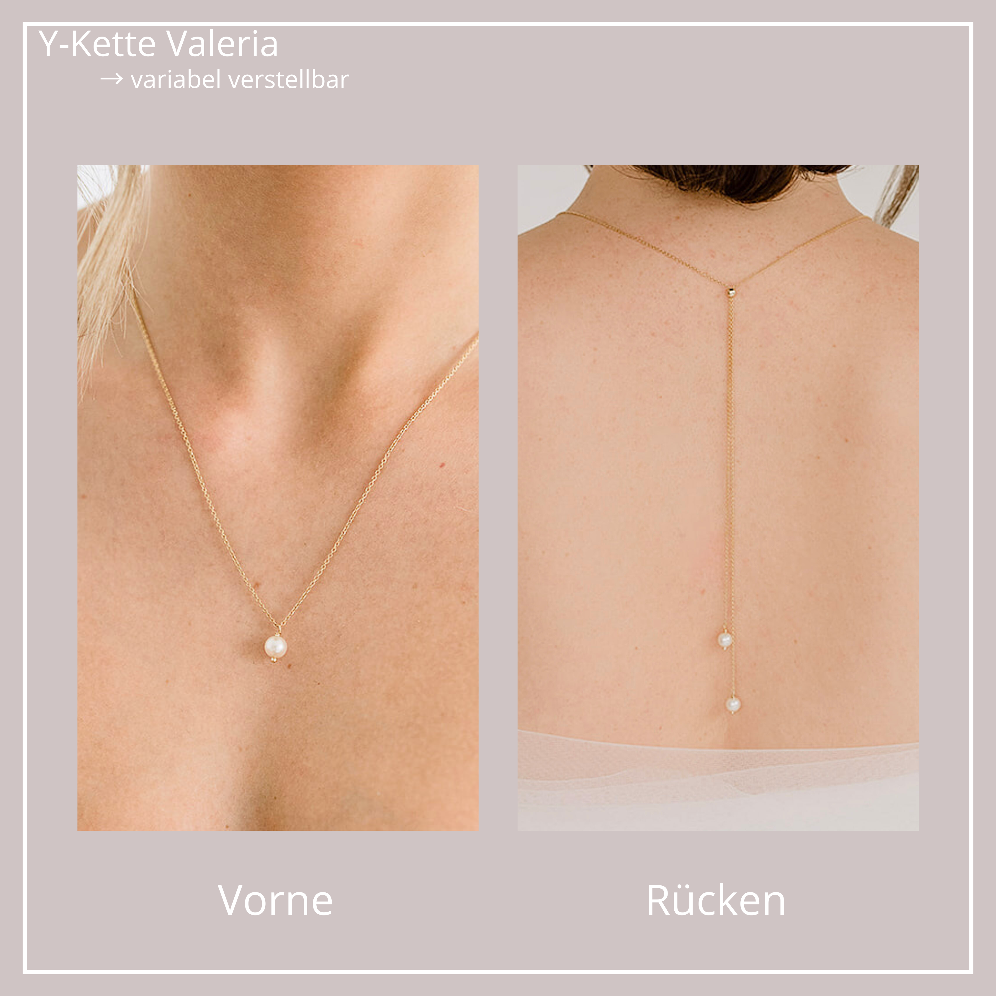 Perlenbräute Hals- Rückenkette Valeria Y-Kette Perlen 925 Silber
