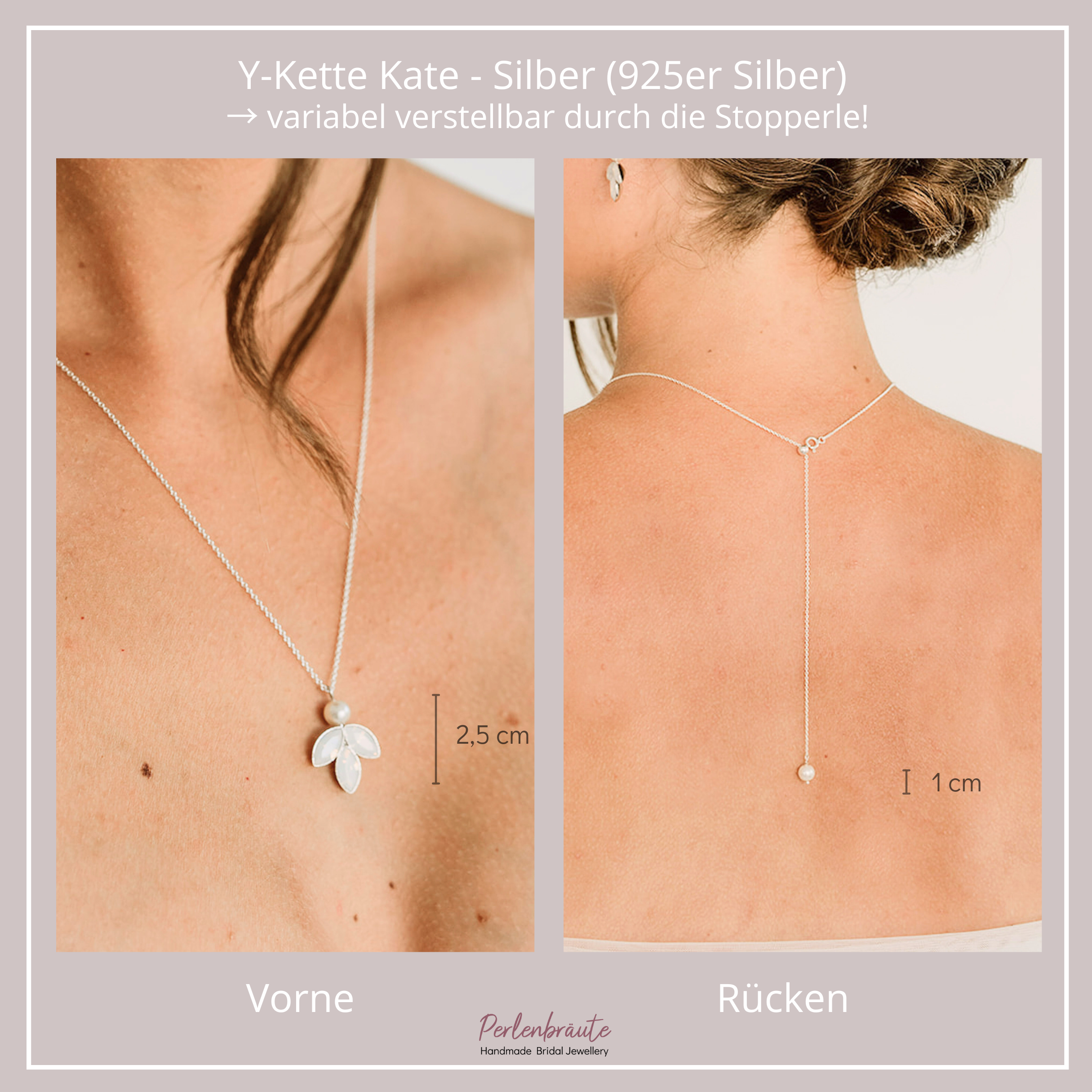 Perlenbräute Kate Y-Kette Rückenkette Perlen Gold