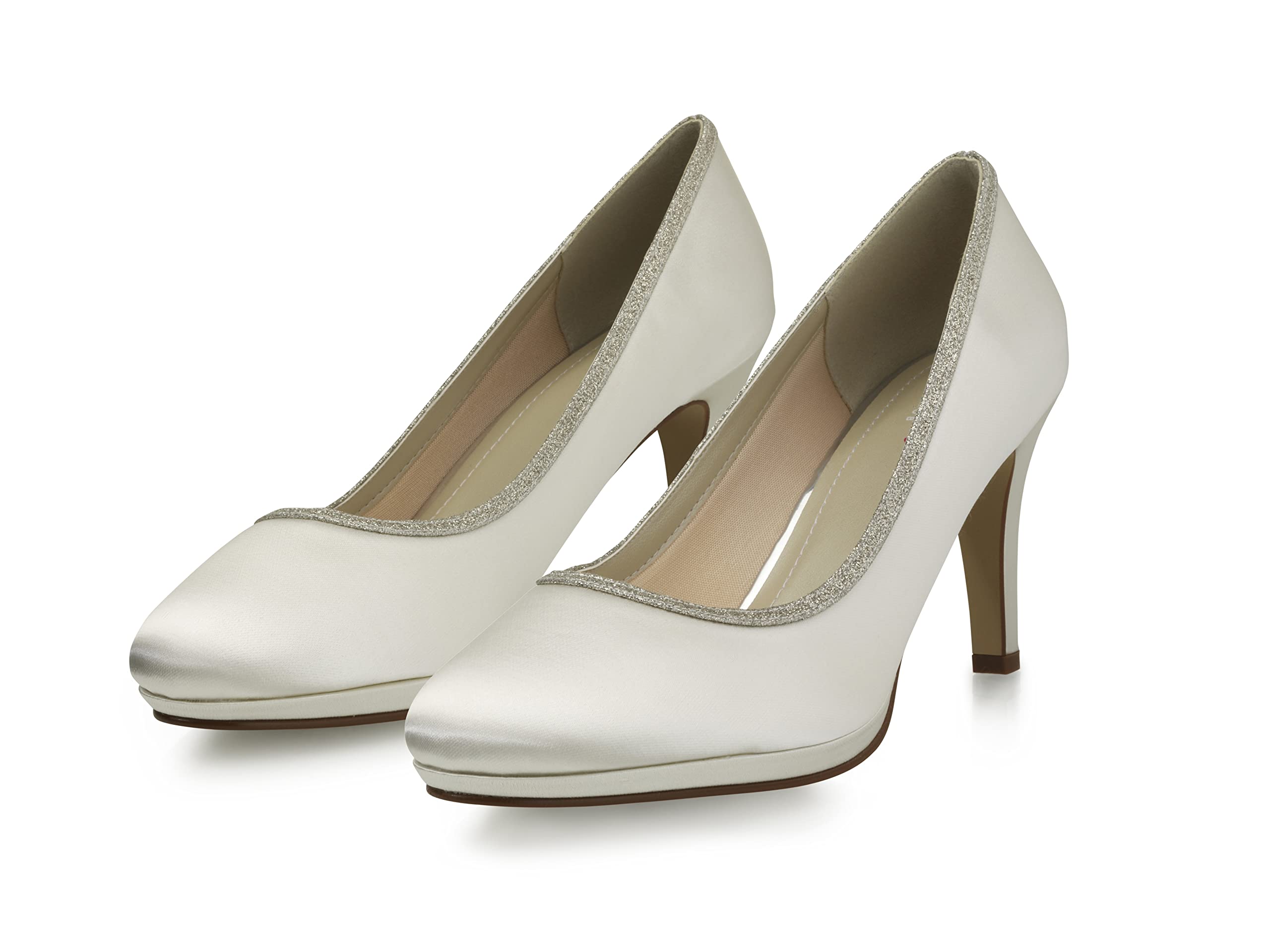 Rainbow Club Yanna Pumps Ivory Satin Glitzer Plateau