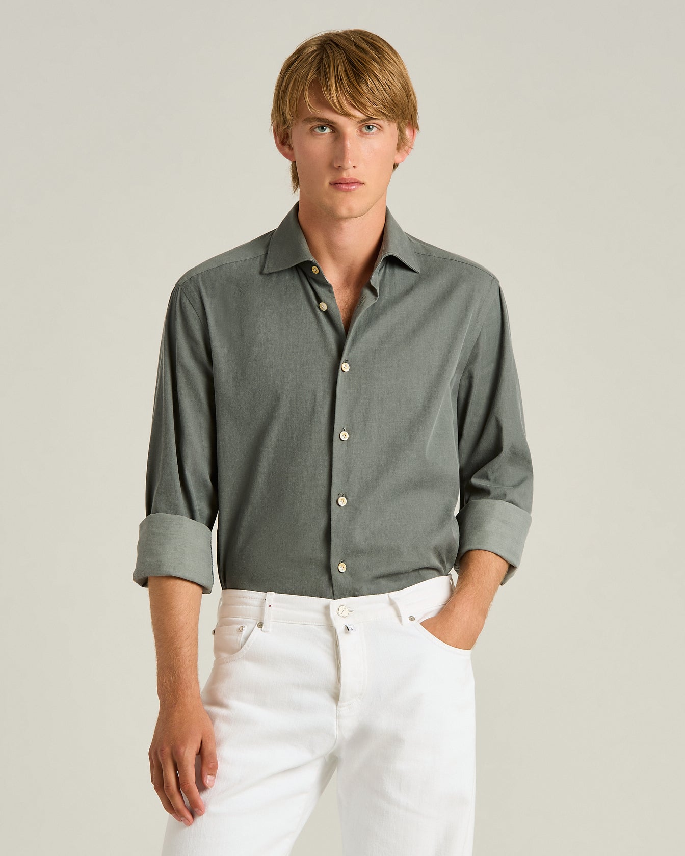 Kiton Shirts GREY COTTON Hemd Grau Baumwolle