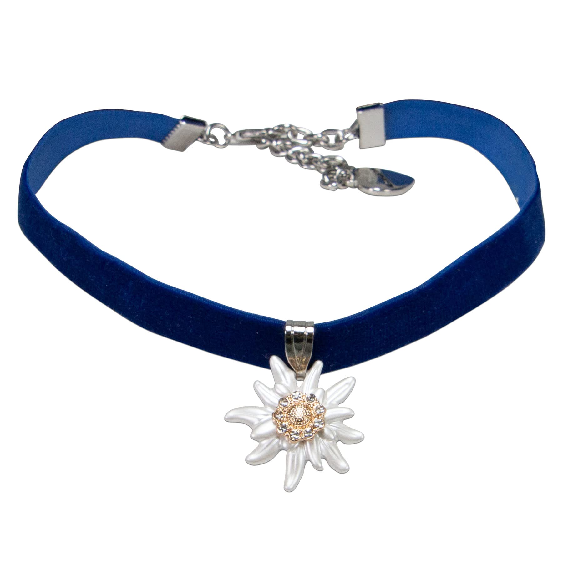 Alpenflüstern Daheim Greta DHK319 Samtkropfband rot Edelweiss