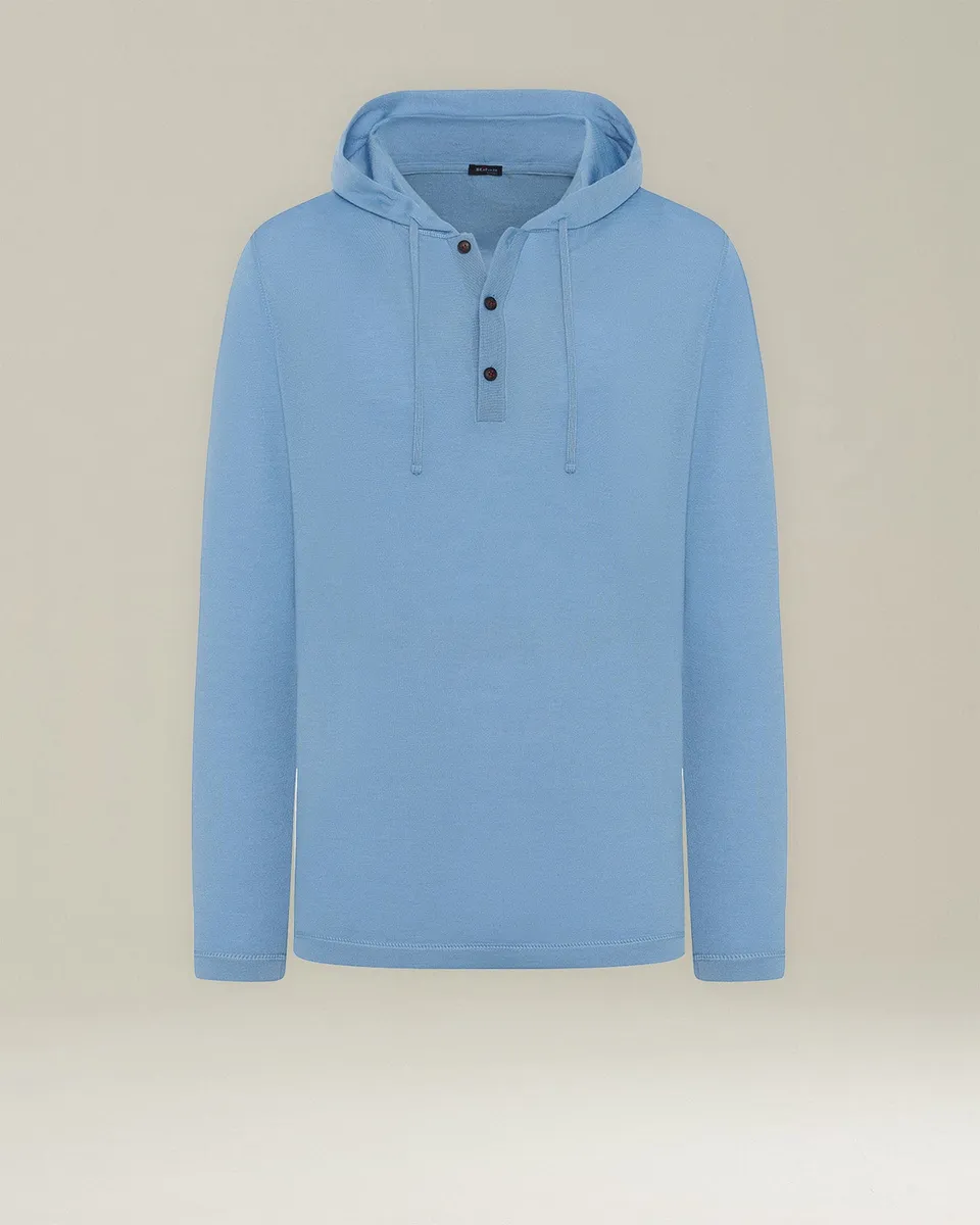Kiton Knitwear Kapuzen Top Kaschmir Seide Knopfleiste