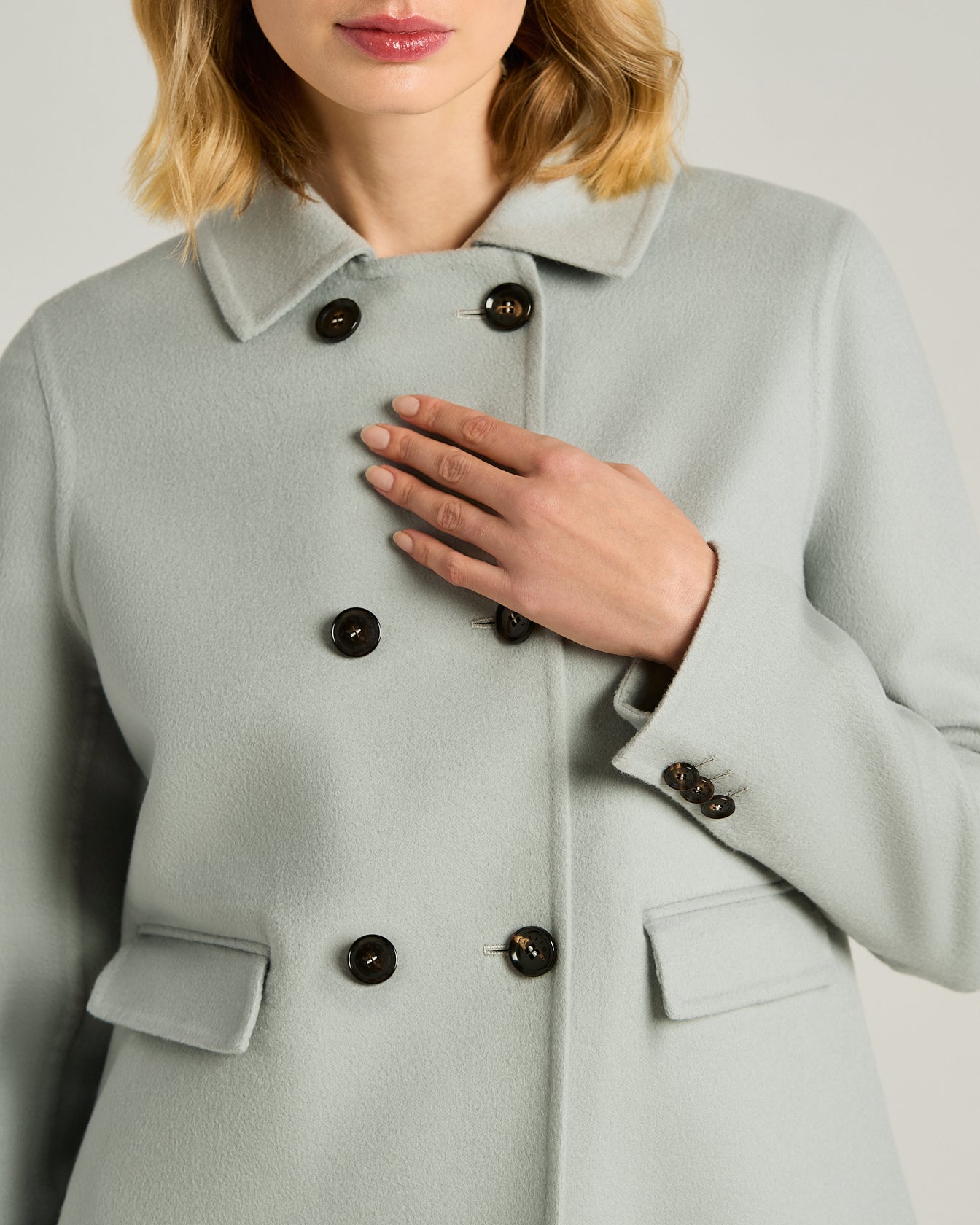 Kiton Outerwear Mantel Kaschmir grau zweireihig Gr. 46