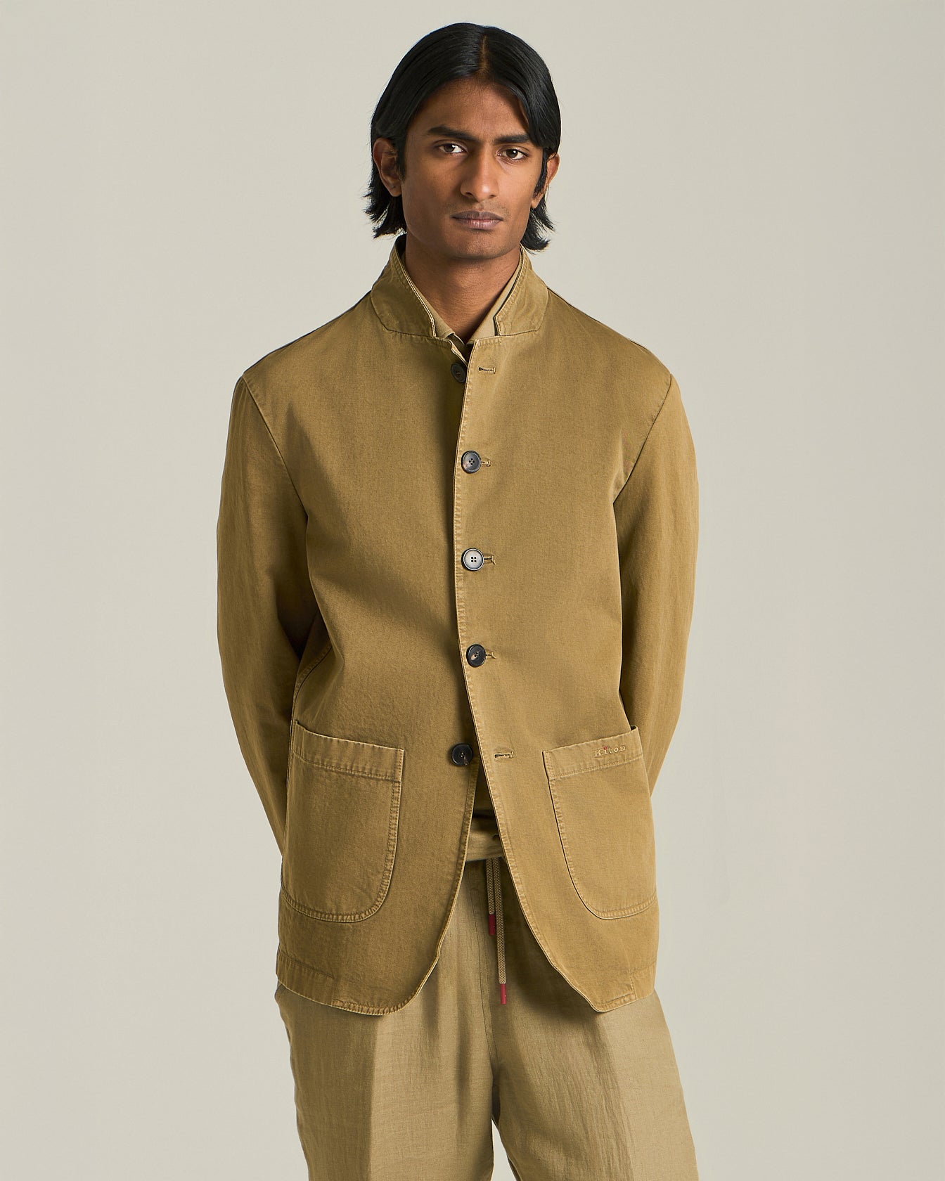 Kiton Organic Cotton Mandarin Jacke Bio-Baumwolle Gr. 52