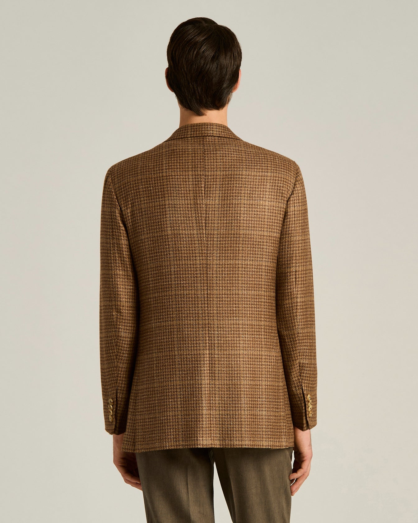 Kiton Jackets Sakko Braun Kariert Wolle Kaschmir Seide