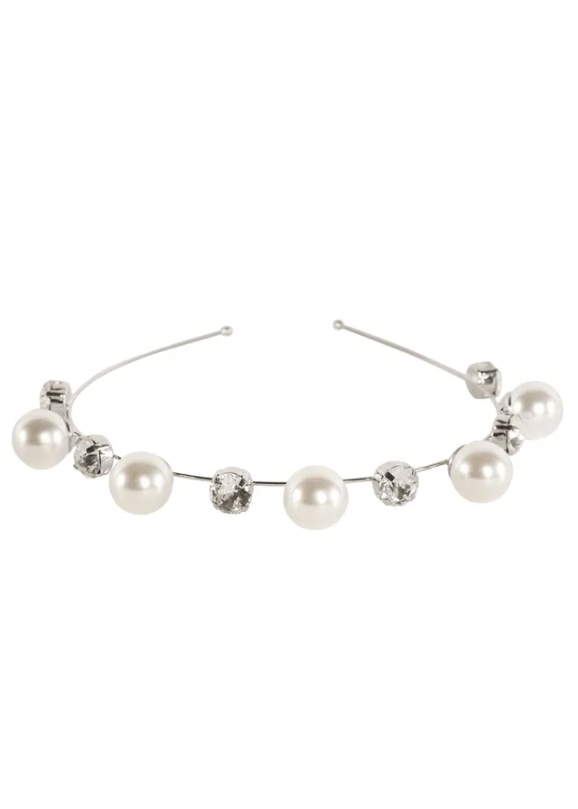 Elizabeth Bower Duet Haarband Rhodium Perlen Kristall