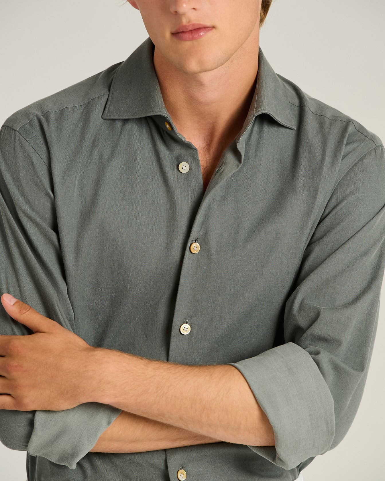 Kiton Shirts GREY COTTON Hemd Grau Baumwolle