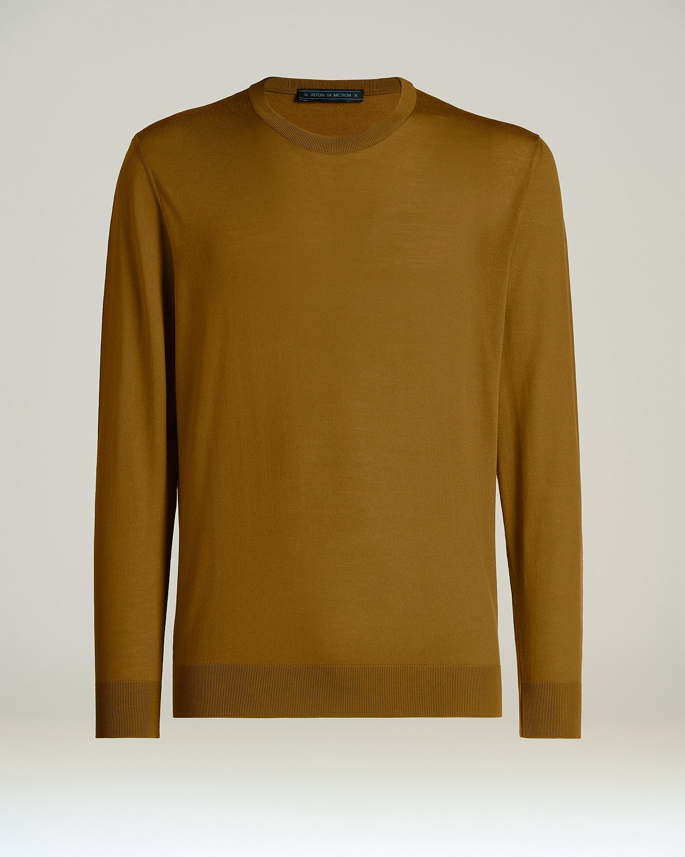 Kiton Knitwear Cognac 14-Micron Wool Sweater Gr. L Wolle