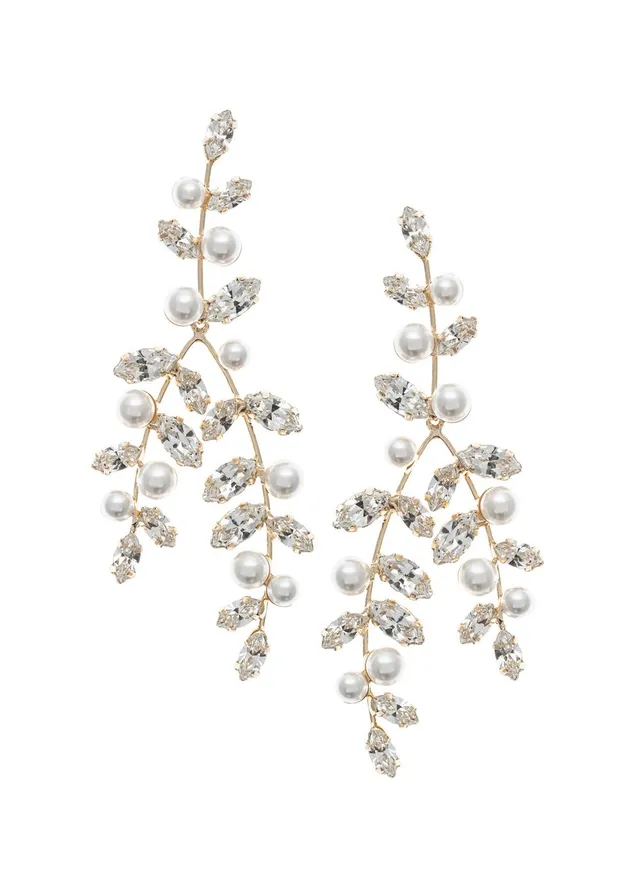 Elizabeth Bower Pearllum Chandelier-Ohrringe Gold Perle