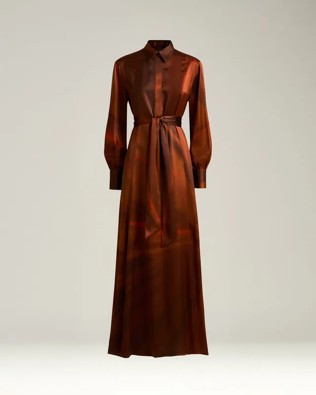 Kiton Dresses Brown Rust Seidenkleid Braun Print Gr.36-48