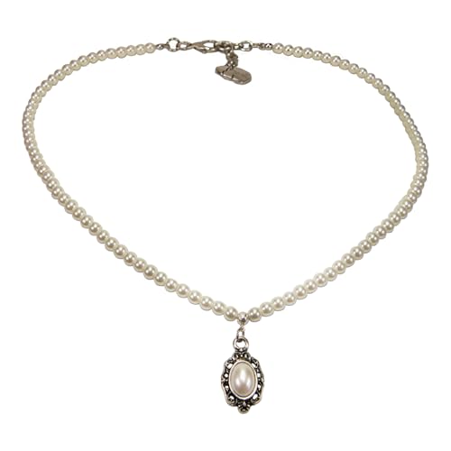 Alpenflüstern DAHEIM DHK343 Perlenkette Trachtenstein creme-weiß