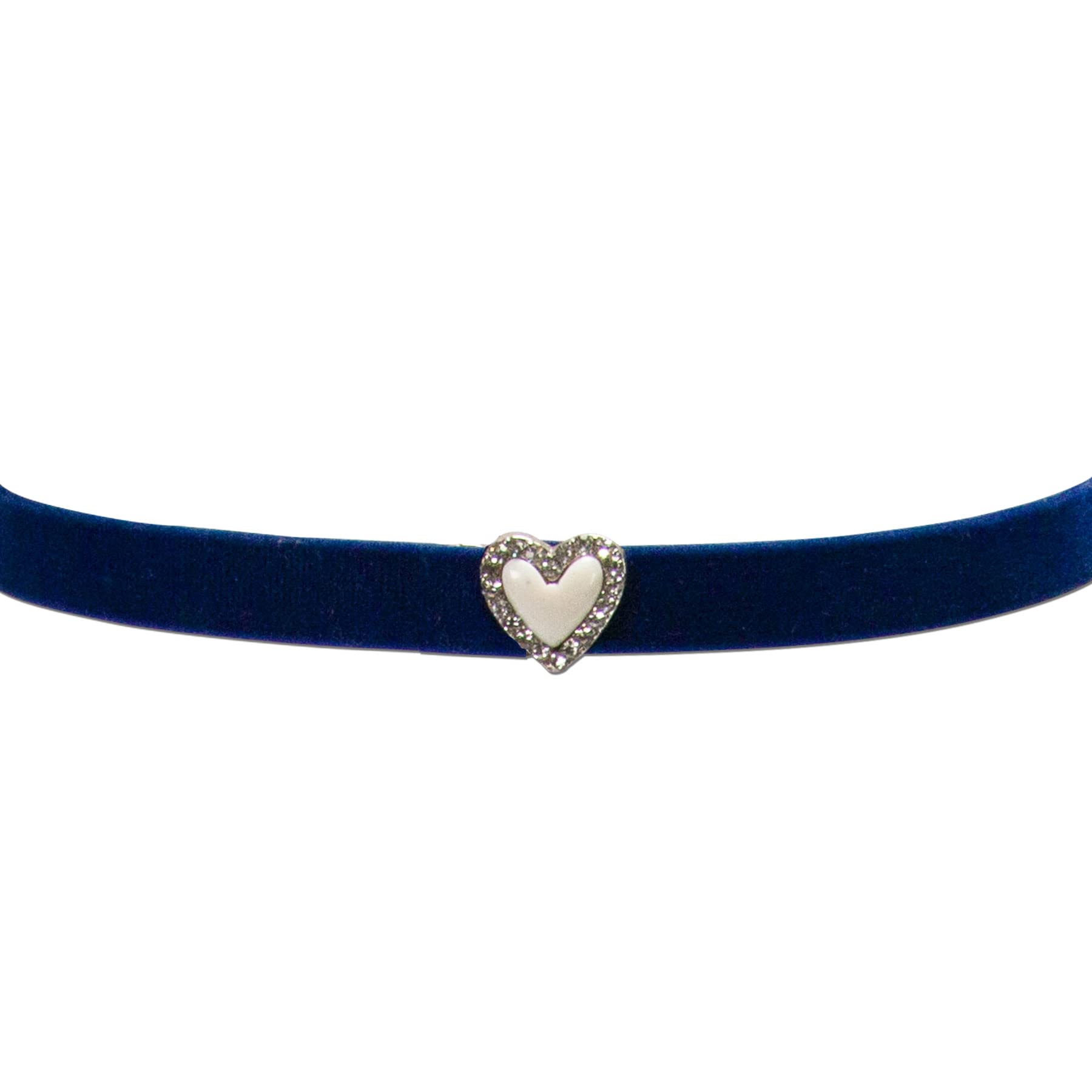 Alpenflüstern DAHEIM DHK321 Samt-Kropfband Strassherz blau schmal