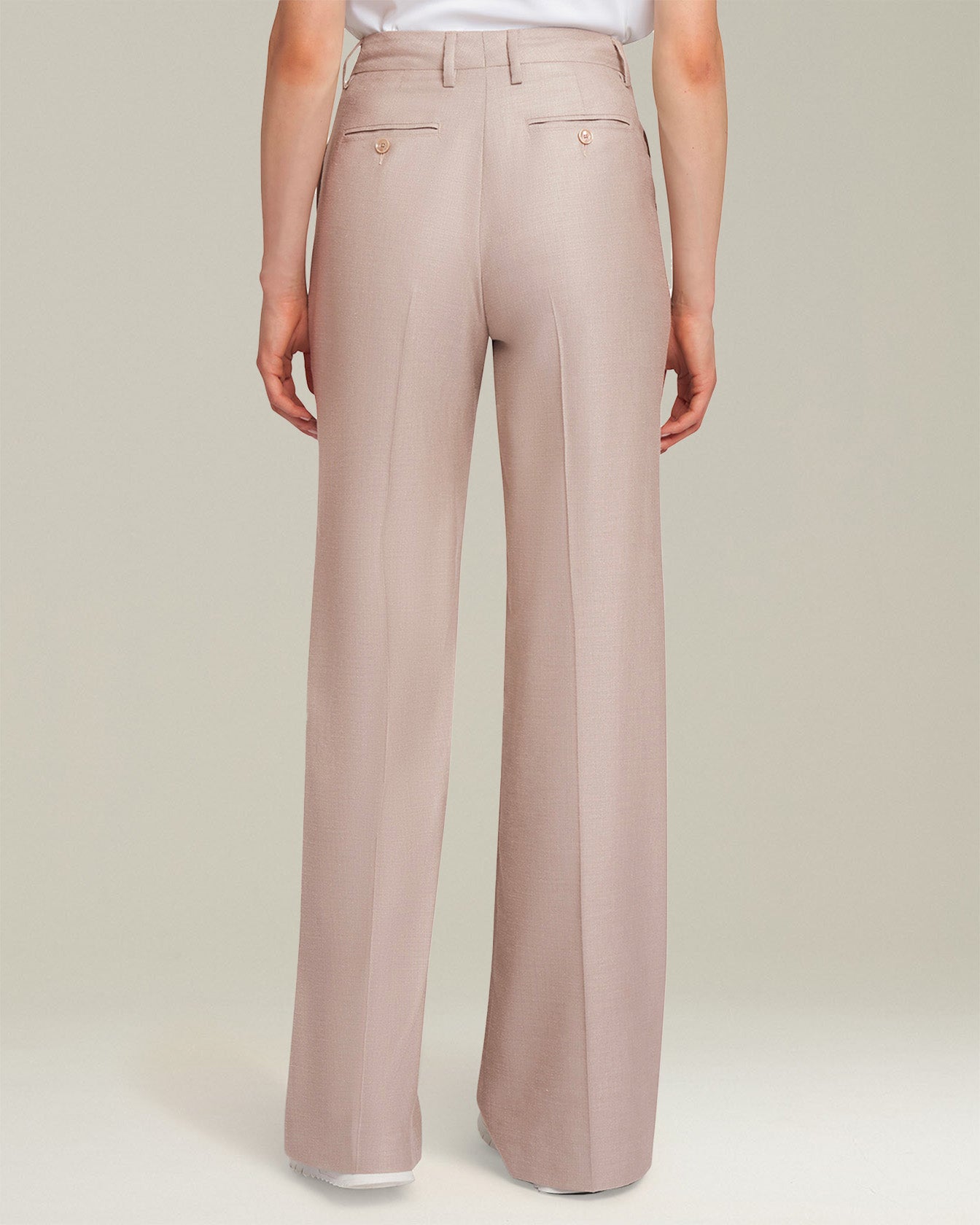Kiton Trousers Seiden Hose beige Gr. 42 weites Bein