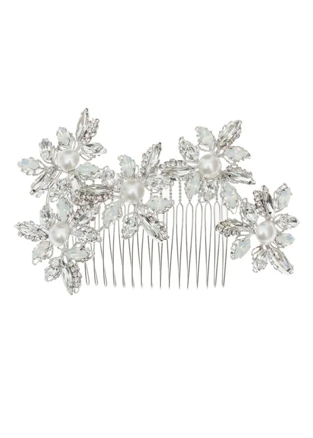 Elizabeth Bower Lily Crystal Haarkamm Rhodium Statement