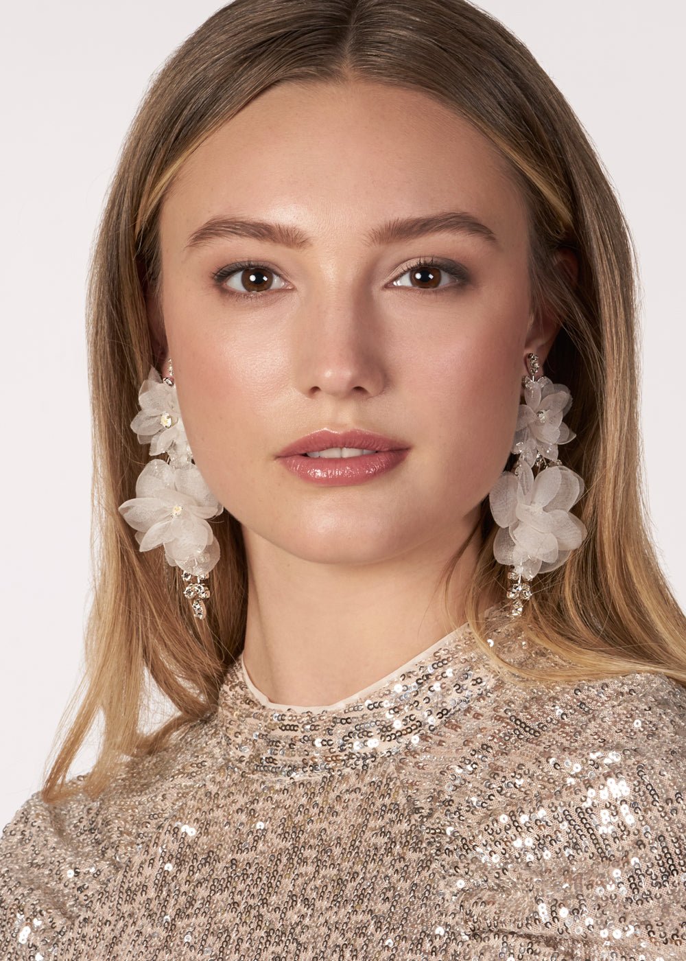 Elizabeth Bower Artemis Chandelier Gold Blush Organza