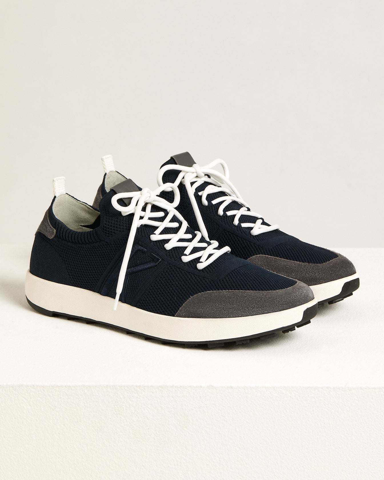 Kiton Blue Cotton Sneakers Baumwolle Blau Kalbsleder Herren