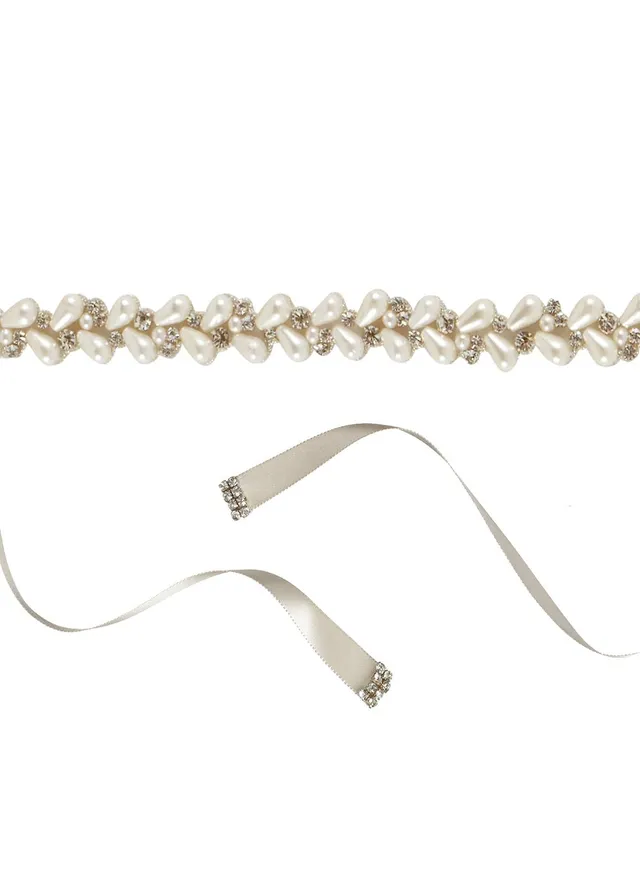 Elizabeth Bower Pearllum Braut Gürtel Schärpe Perlen Schmal