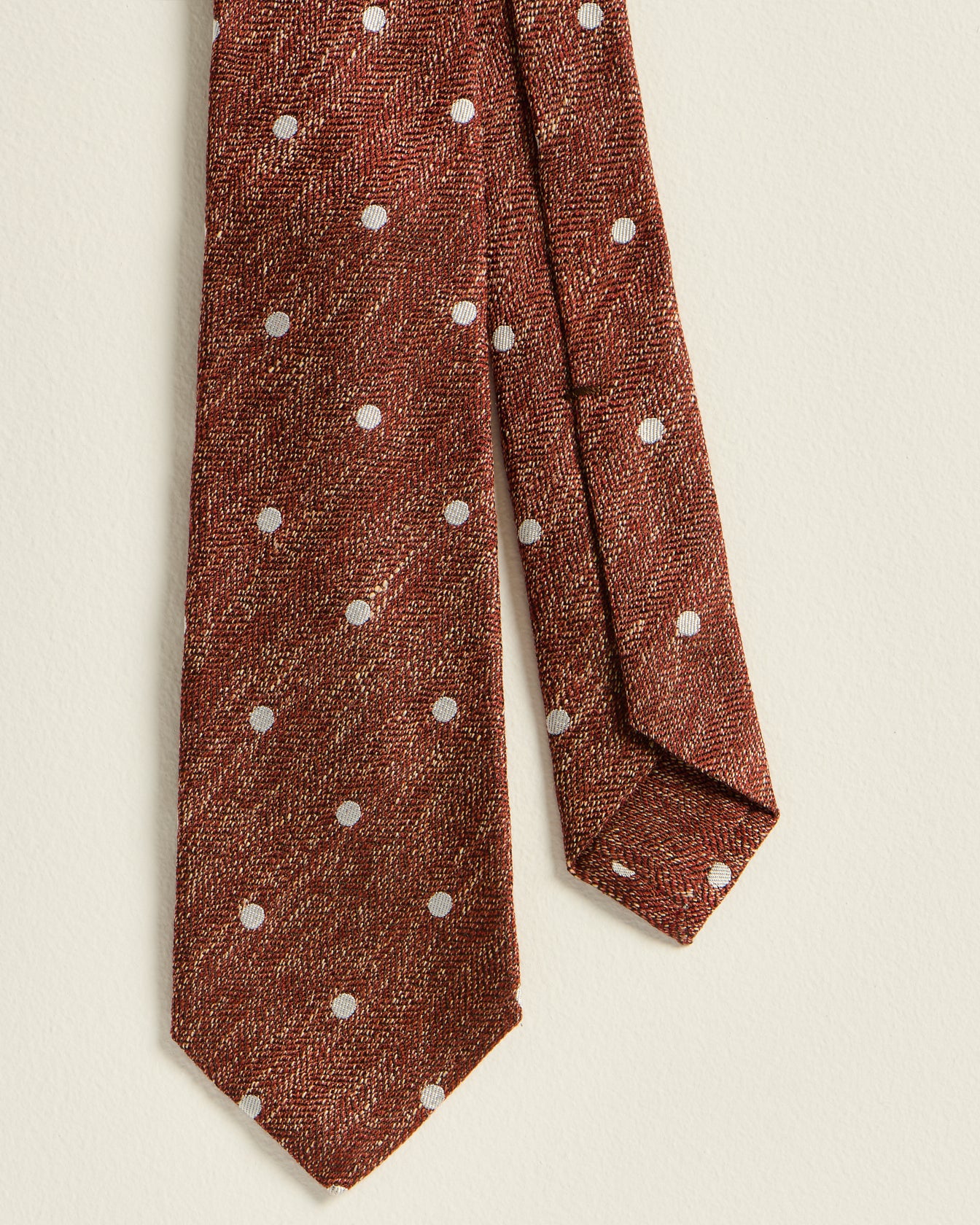 Kiton Polka Dot Krawatte Rostbraun Weiß TU handgestrickt