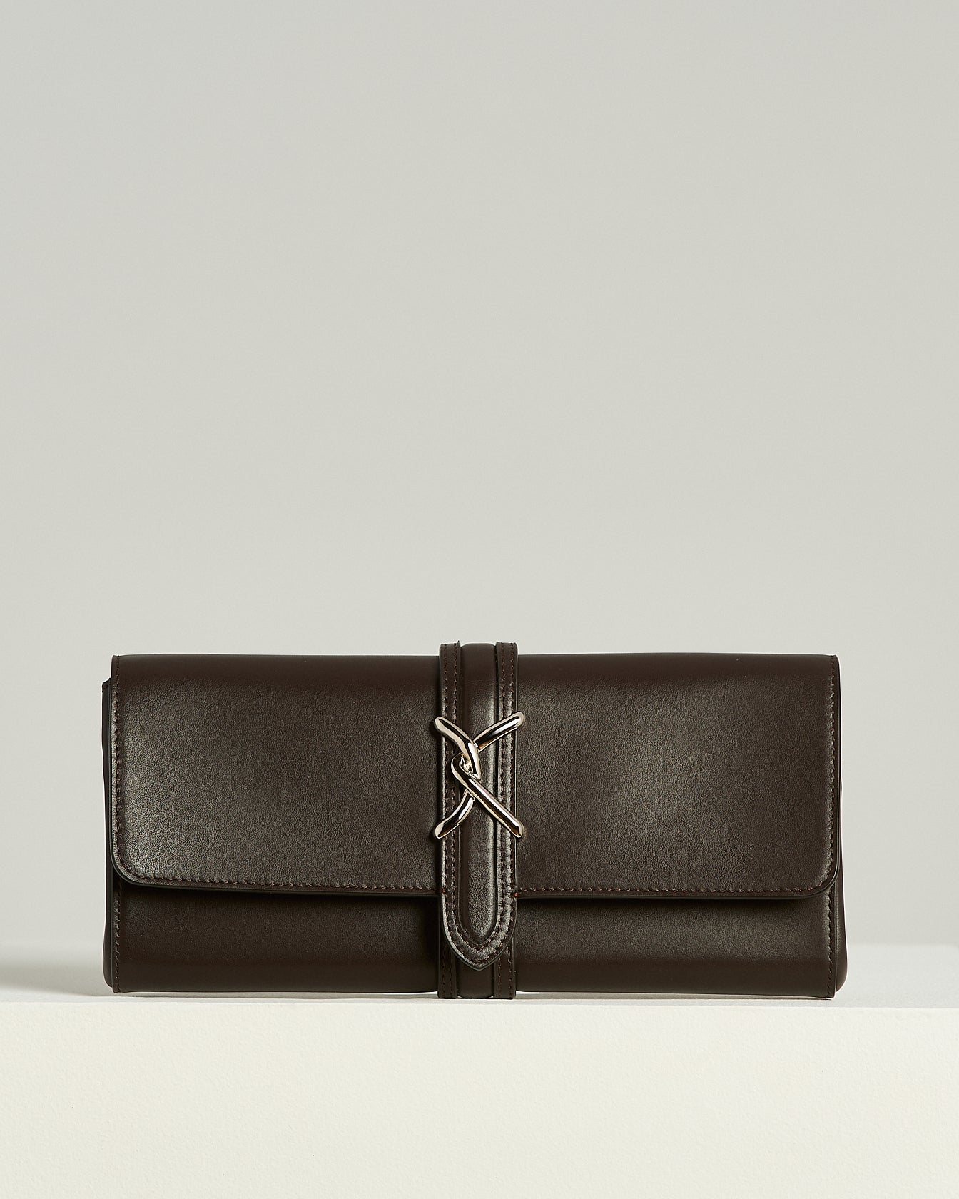 Kiton Isabel Leder Clutch dunkelbraun TU Abendtasche