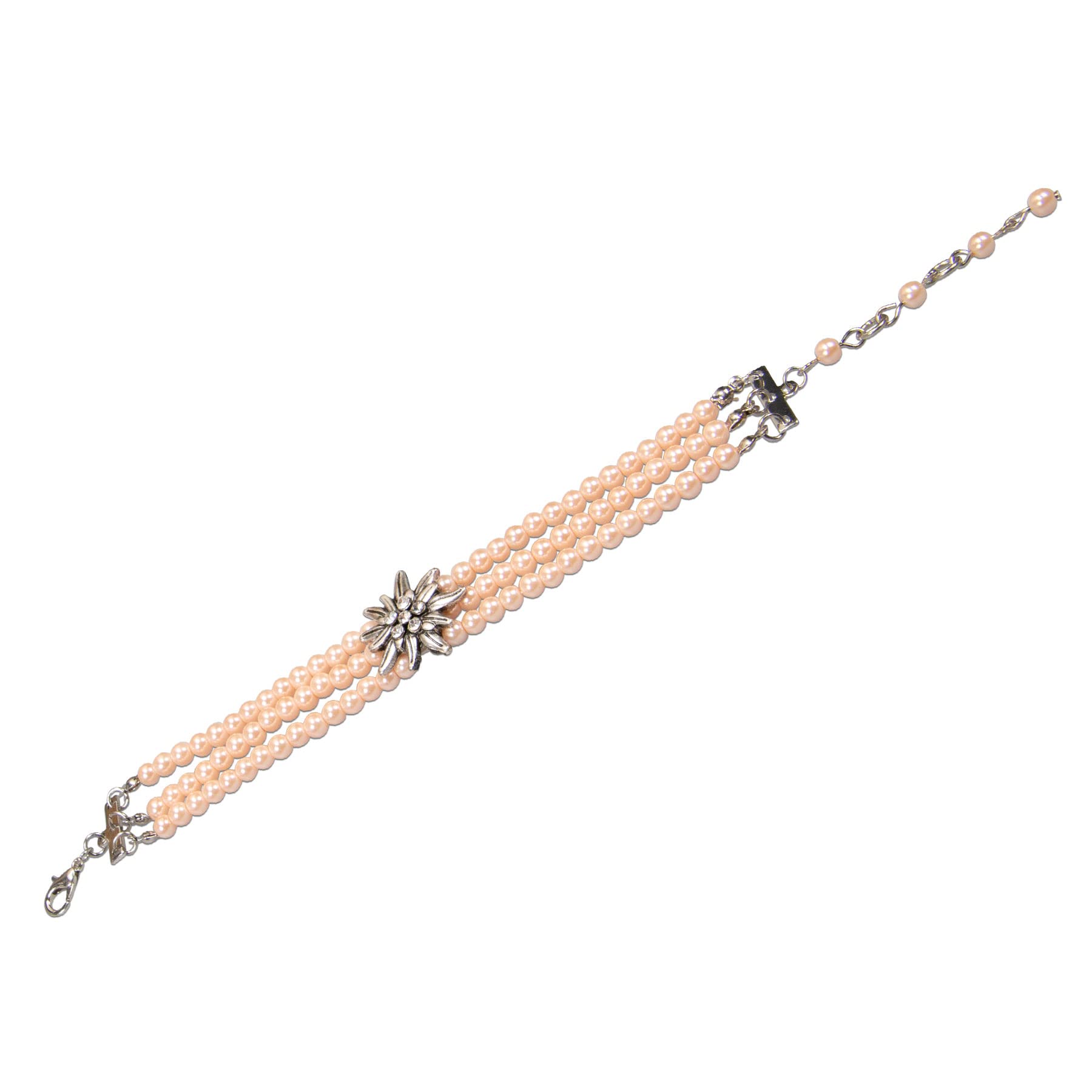 Alpenflüstern DAHEIM DAB082 Perlenarmkette Edelweiss 3-reihig creme