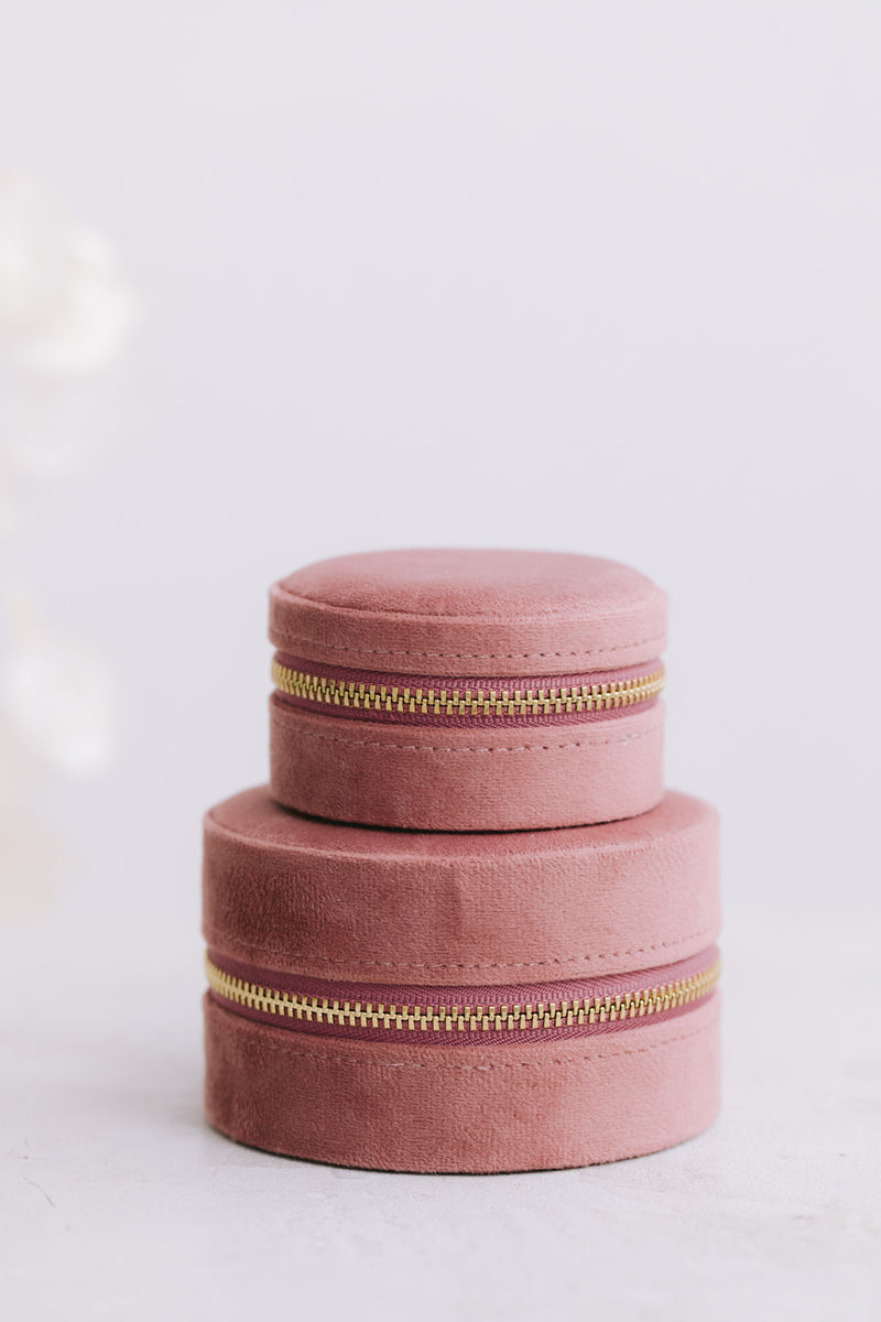 Juvelan Jewelry Case Round Schmucketui Groß Samt 10,5 cm