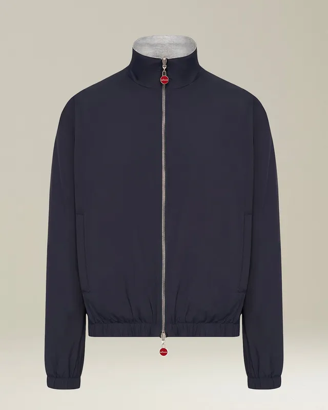 Kiton Outerwear Giubbotto Bomberjacke navy grau Seide