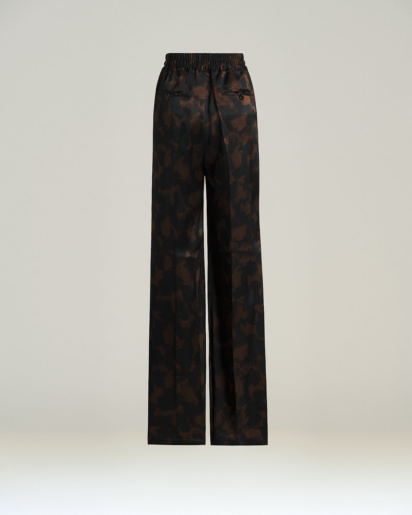 Kiton Seidenhose Braun Abstract-Print Wide-Leg Gr. 40