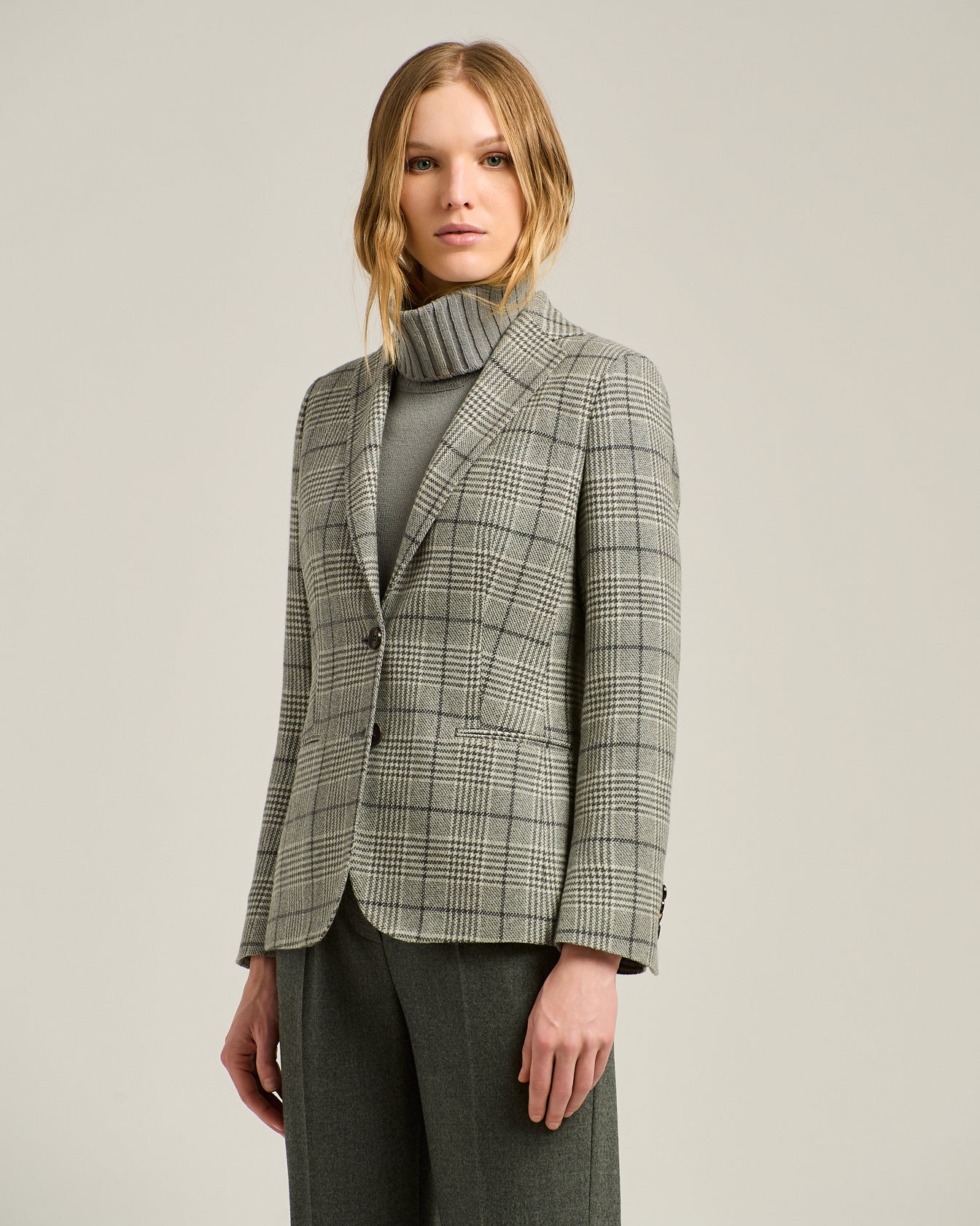 Kiton Prince of Wales Kaschmir Blazer Schwarz-Weiß Gr. 40