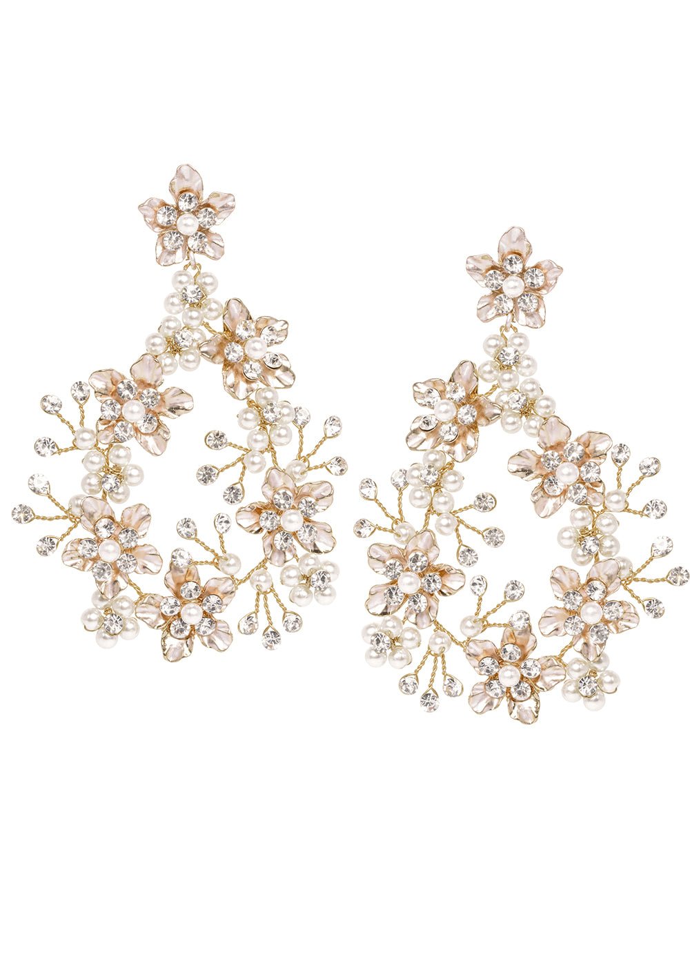 Elizabeth Bower Spring Floral Hoop Ohrringe Rhodium