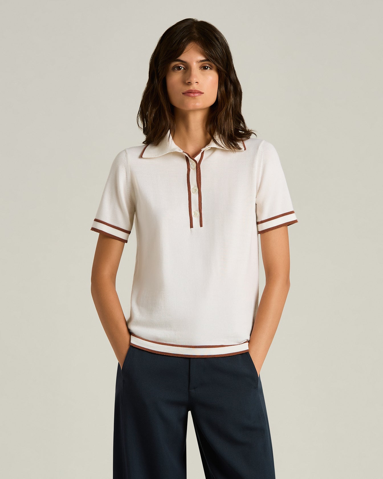 Kiton Polo NEWSS26WAVE2 Poloshirt Weiß Gr. 46 Wolle