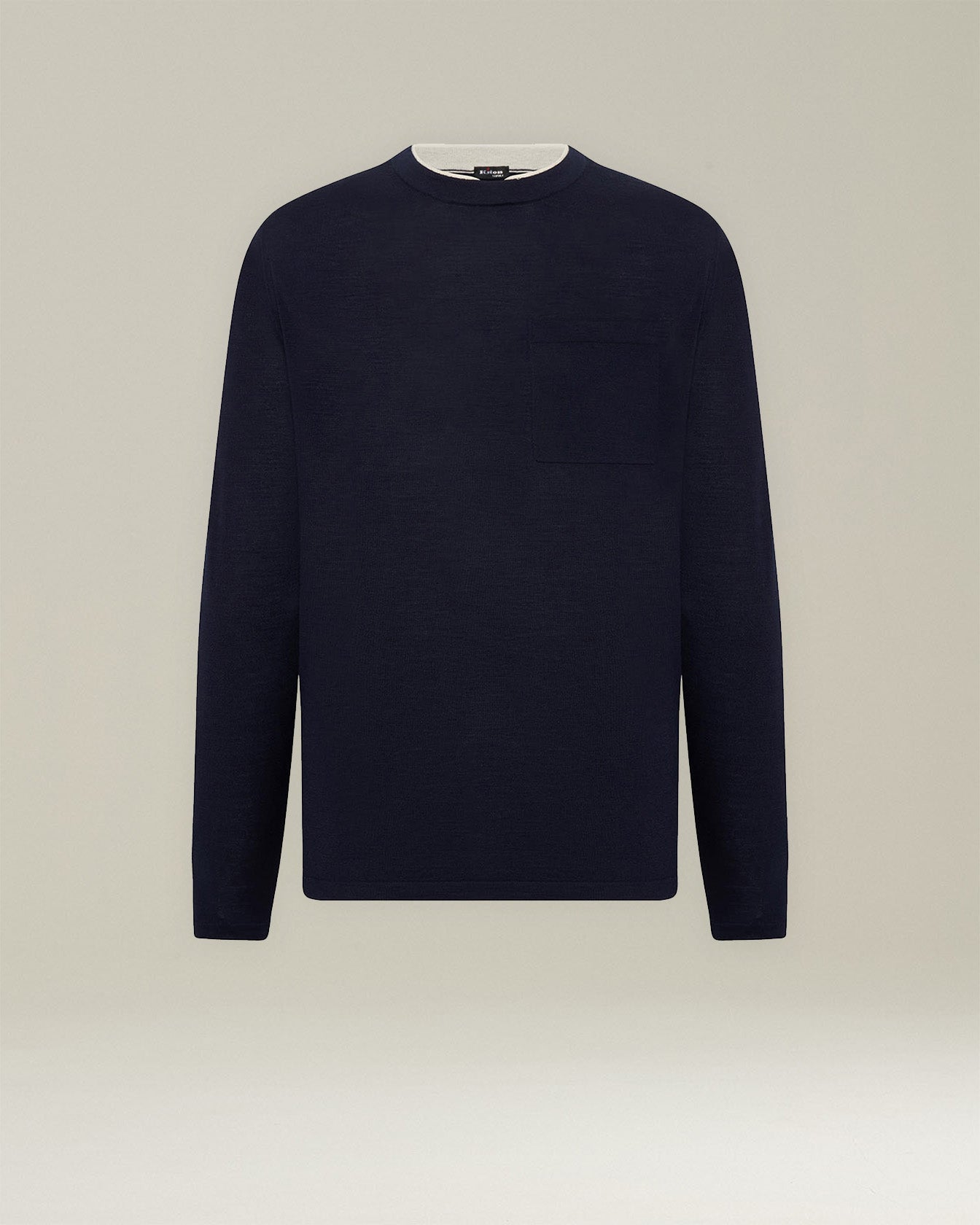 Kiton T-Shirt Wolle Melange Langarm Gr. L