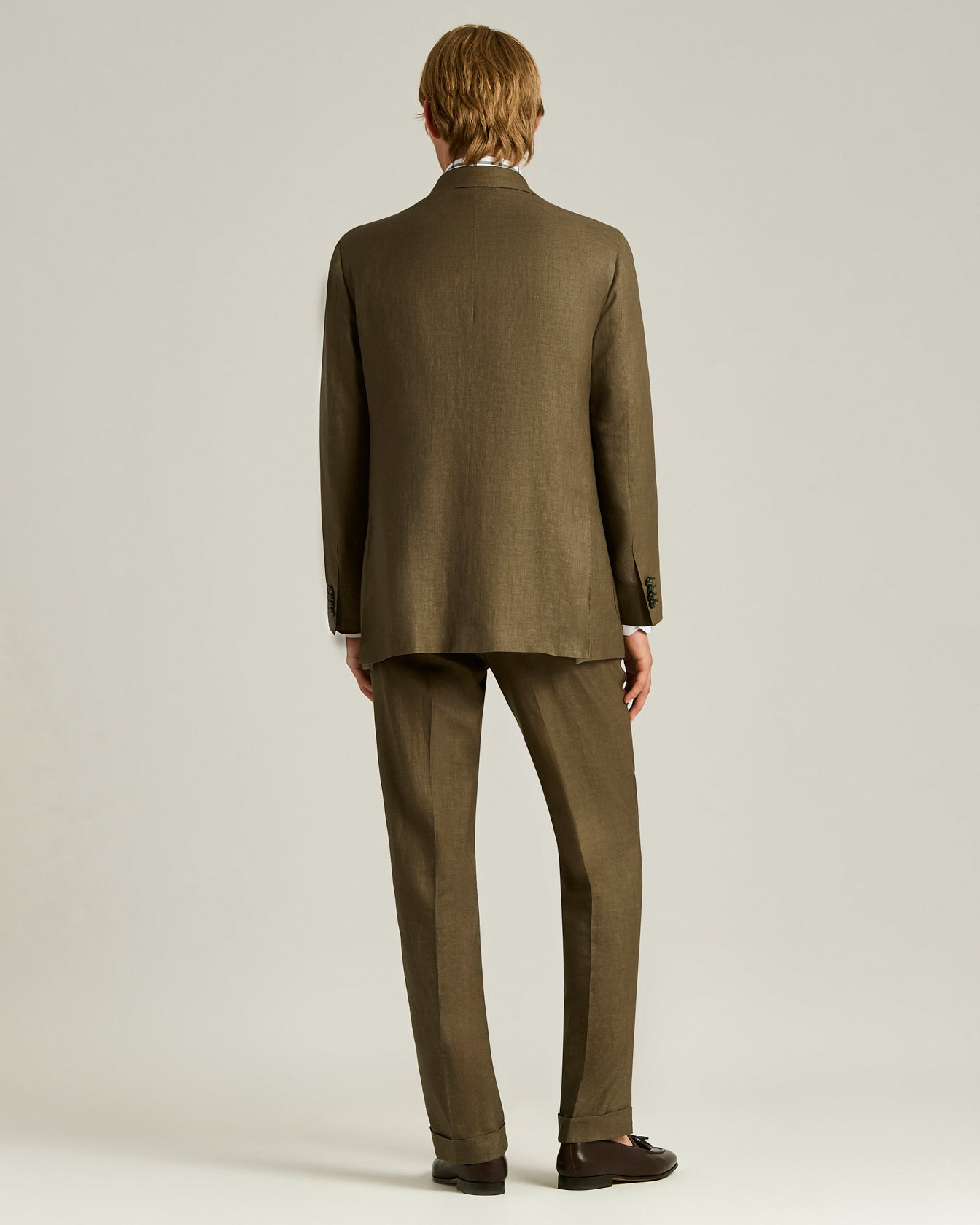Kiton Double-Breasted Anzug Gr.50 Braun Leinen