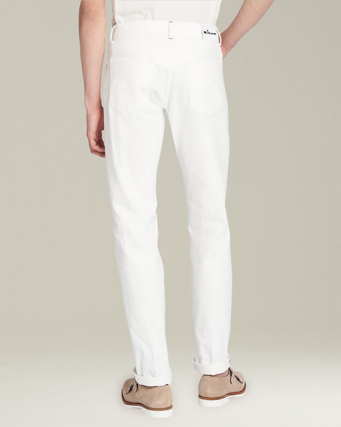 Kiton Five-Pocket Slim-Fit Jeans Creme Größe 30