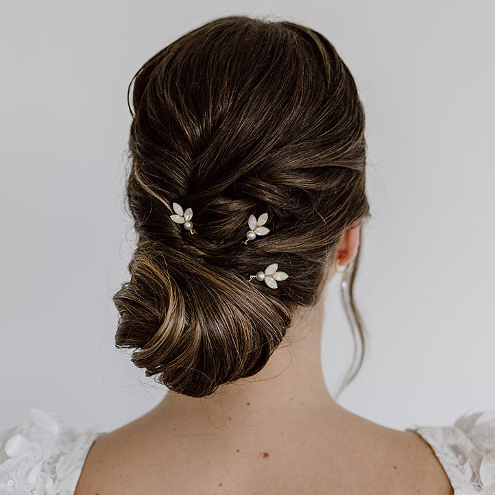 Perlenbräute Kate Haarnadeln Braut Gold Perlen 3er Set