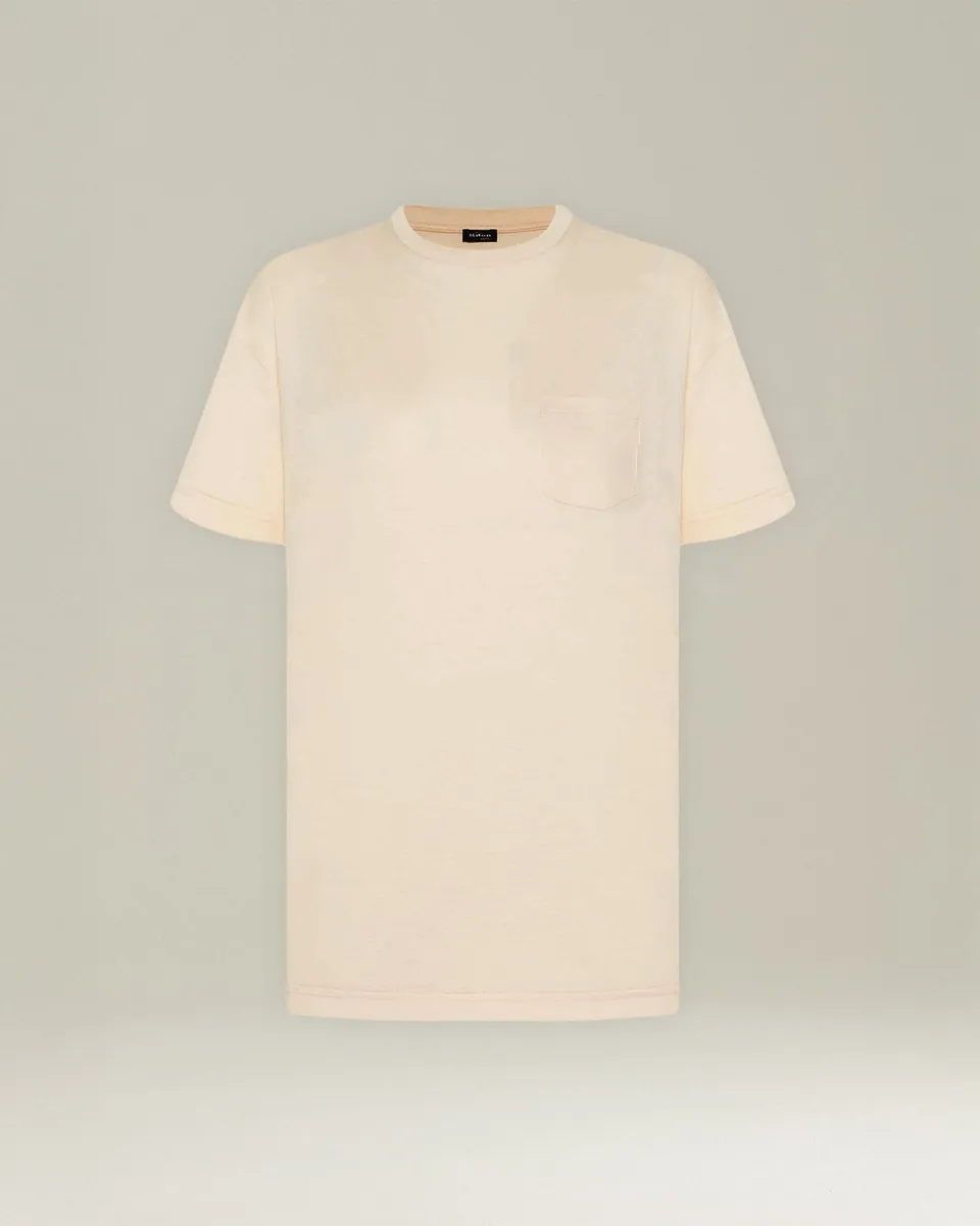 Kiton Seide Baumwolle T-Shirt Brusttasche
