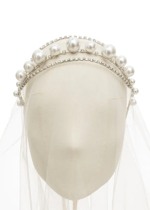 Elizabeth Bower Lustra Braut Haarband Perlen Rhodium