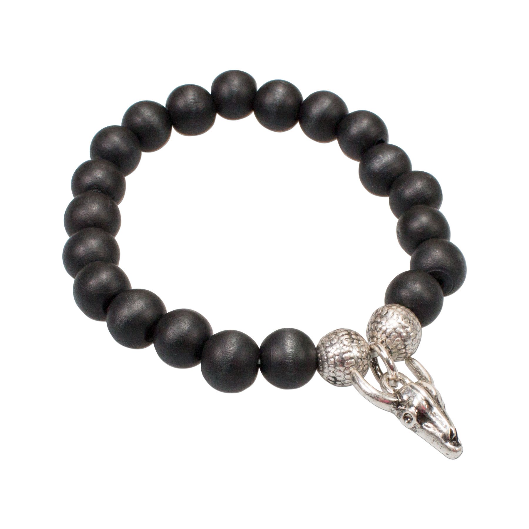 Alpenflüstern DAHEIM Holzperlen-Armband Stierkopf schwarz