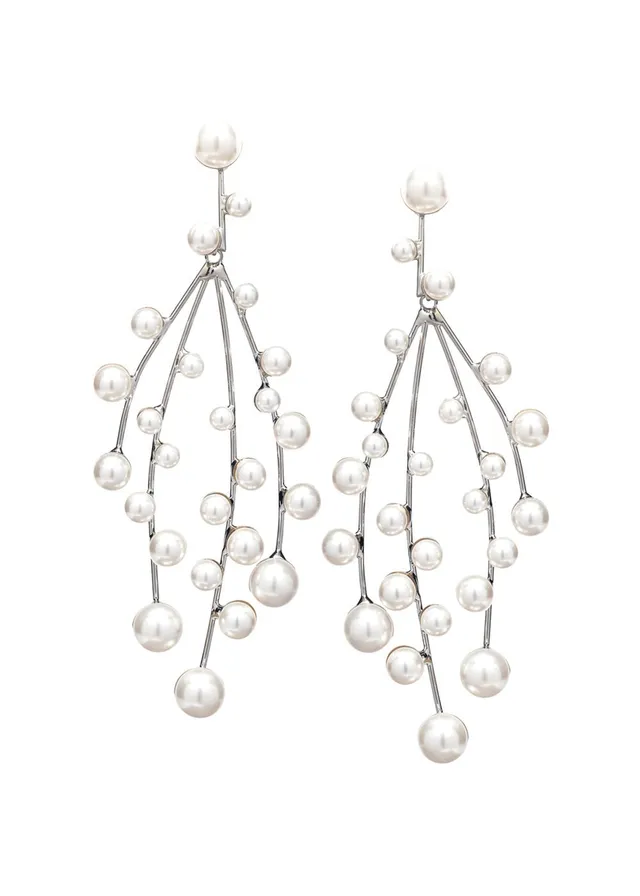 Elizabeth Bower Eden Pearl Cascade Ohrringe Rhodium