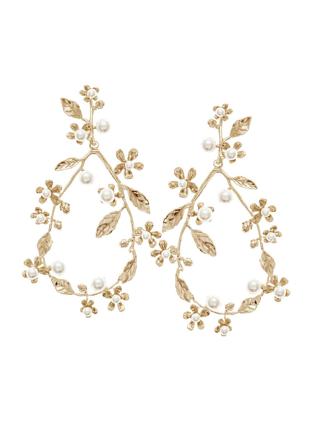 Elizabeth Bower Athena Floral Pearl Creolen Rhodium