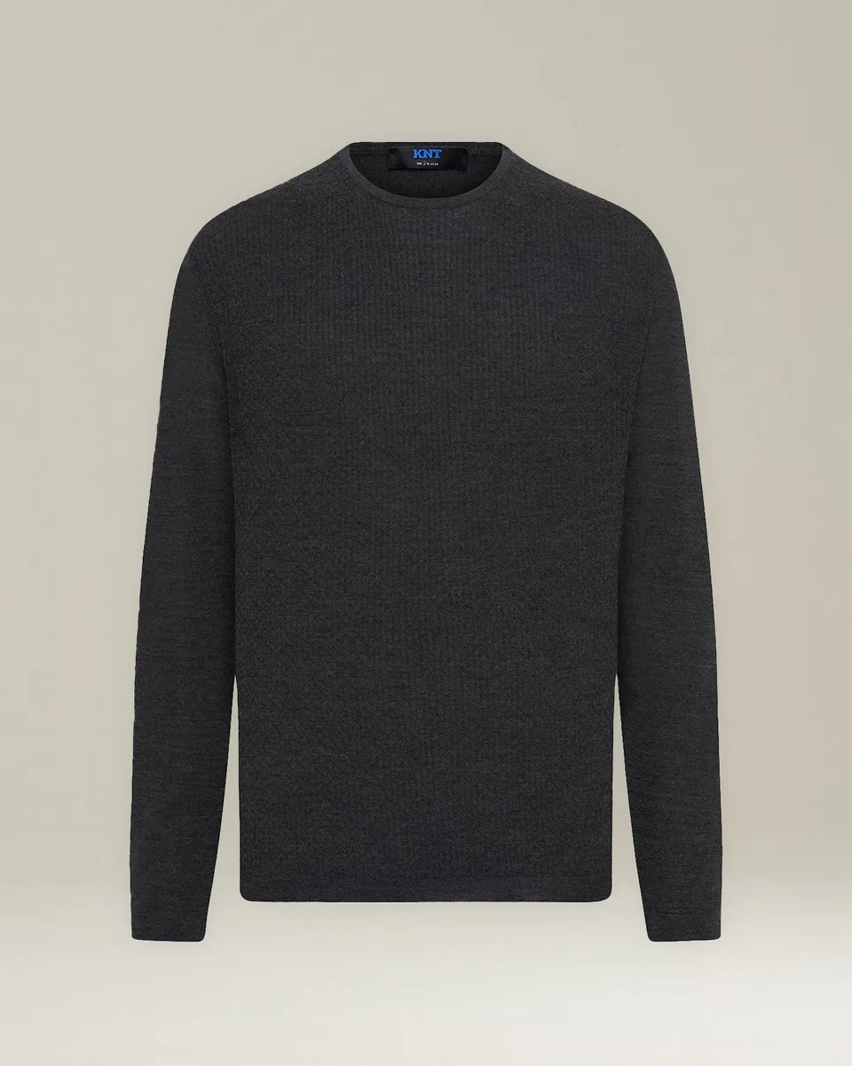 Kiton KNT Rundhals Pullover Wolle Seide Herren Strickpullover