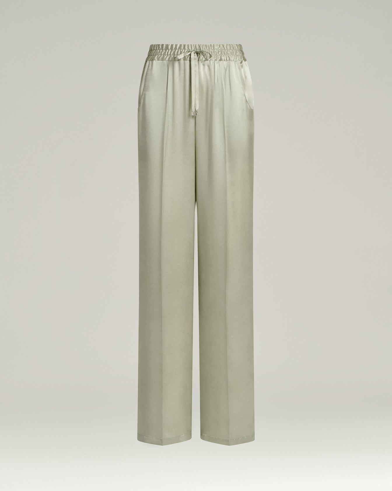 Kiton Fluid Satin Hose grün Seide weit