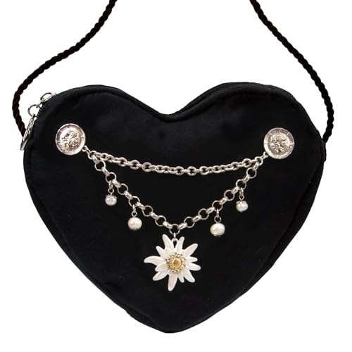 Alpenflüstern DAHEIM Greta DTA104 Herztasche Edelweiss schwarz