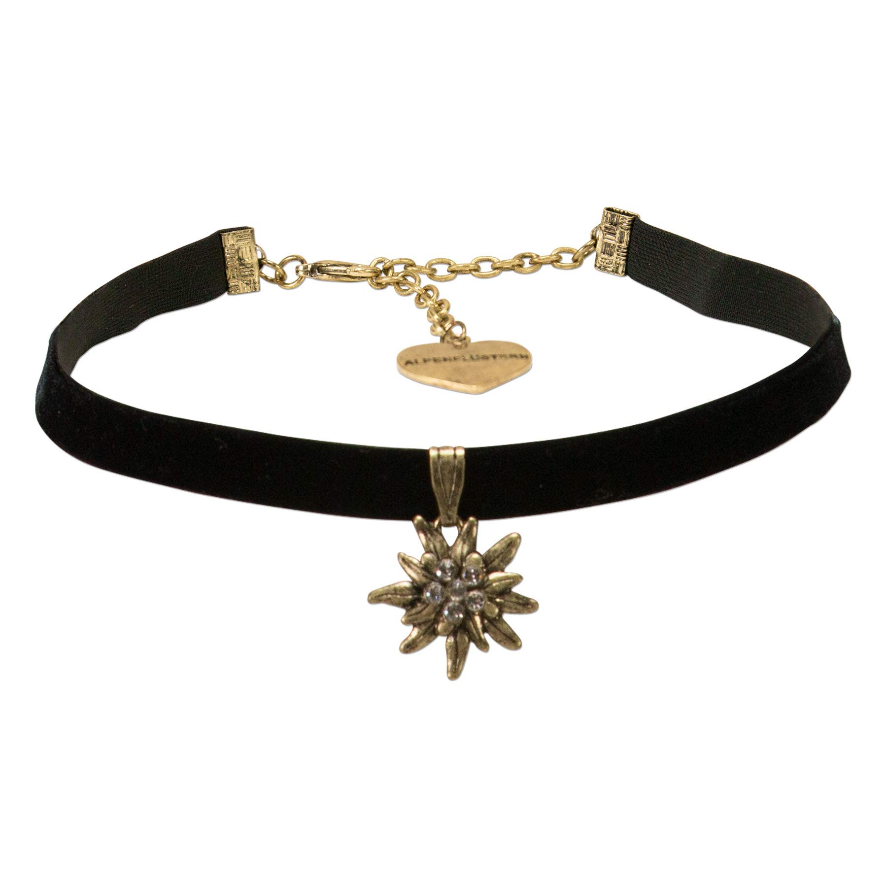 Alpenflüstern DAHEIM Samt-Kropfband Edelweiß Choker Schwarz