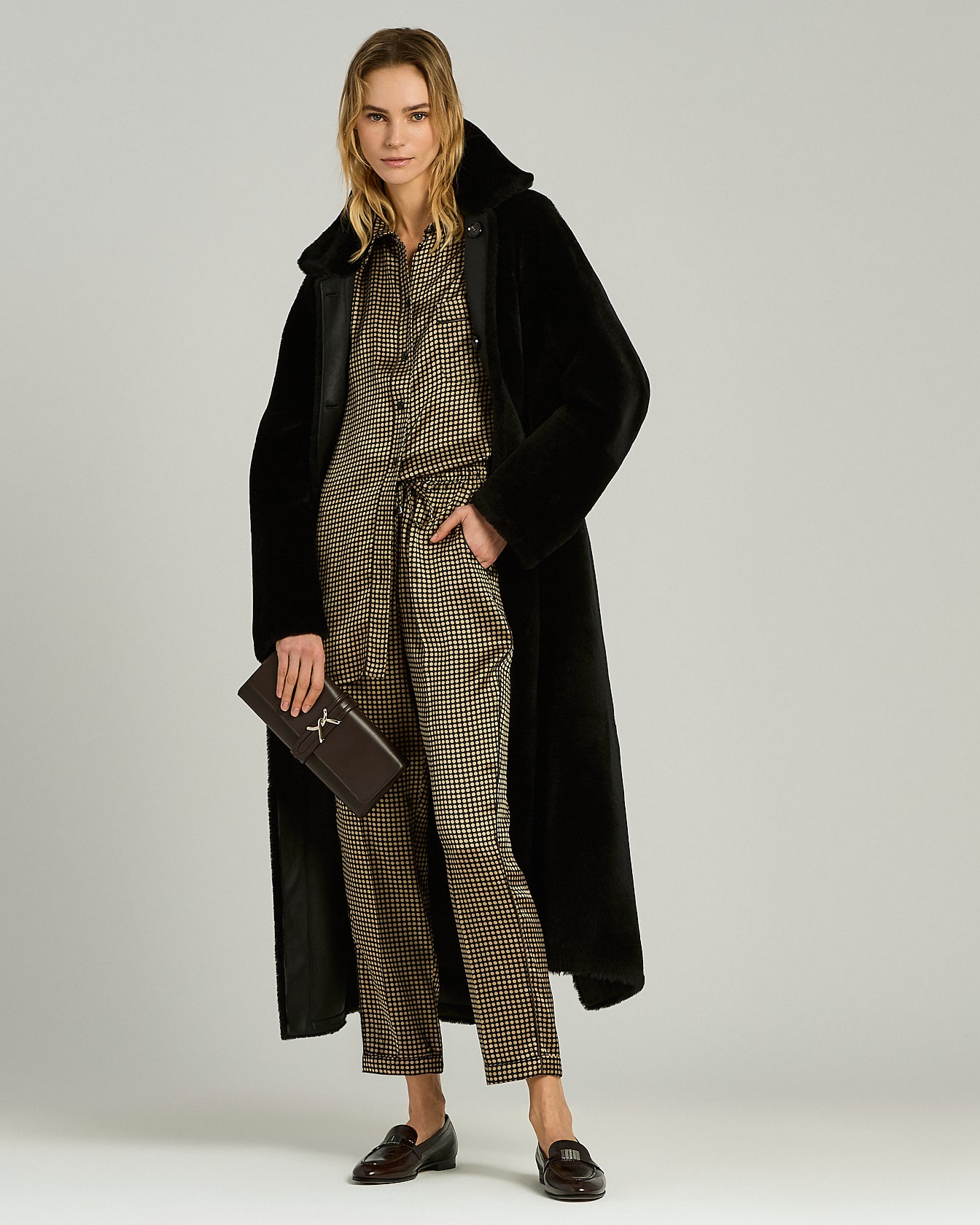 Kiton Isabel Leder Clutch dunkelbraun TU Abendtasche