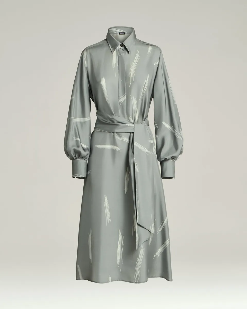 Kiton Dresses Grey Silk Satin Kleid Seide Grau