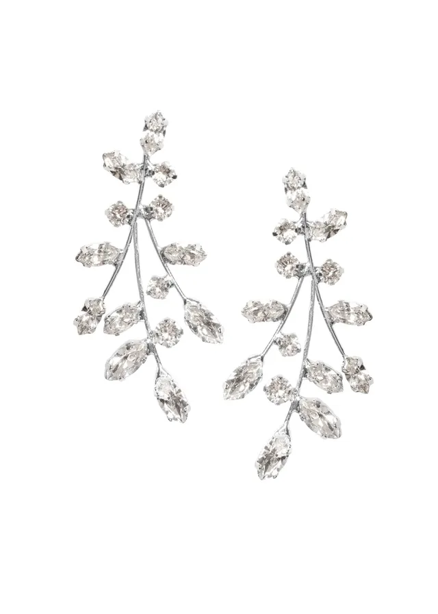 Elizabeth Bower Fleur Stud Ohrringe Rhodium Kristall-Blüte 60mm