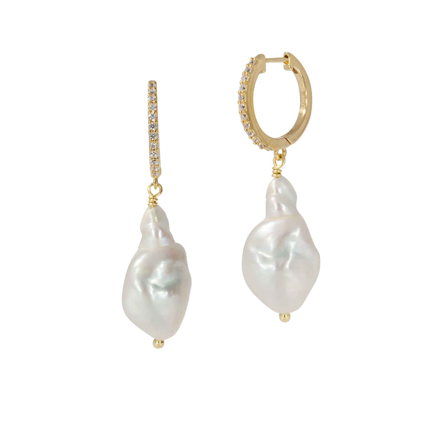 Juvelan Dew-Fresh Ohrringe Gold Baroque-Perlen 3,5 cm