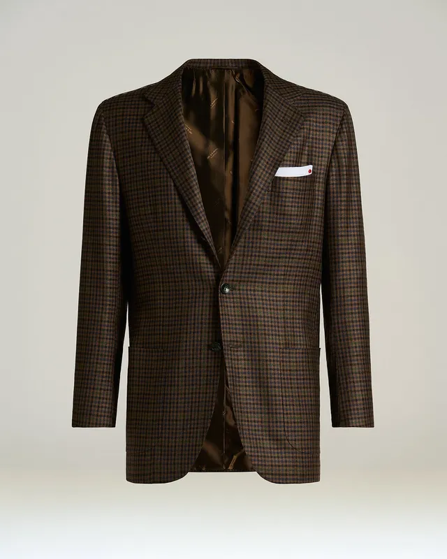 Kiton Single-Breasted Sakko Braun Kaschmir Kariert