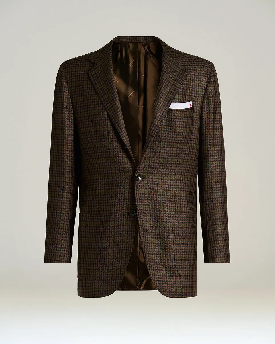 Kiton Single-Breasted Sakko Braun Kaschmir Kariert
